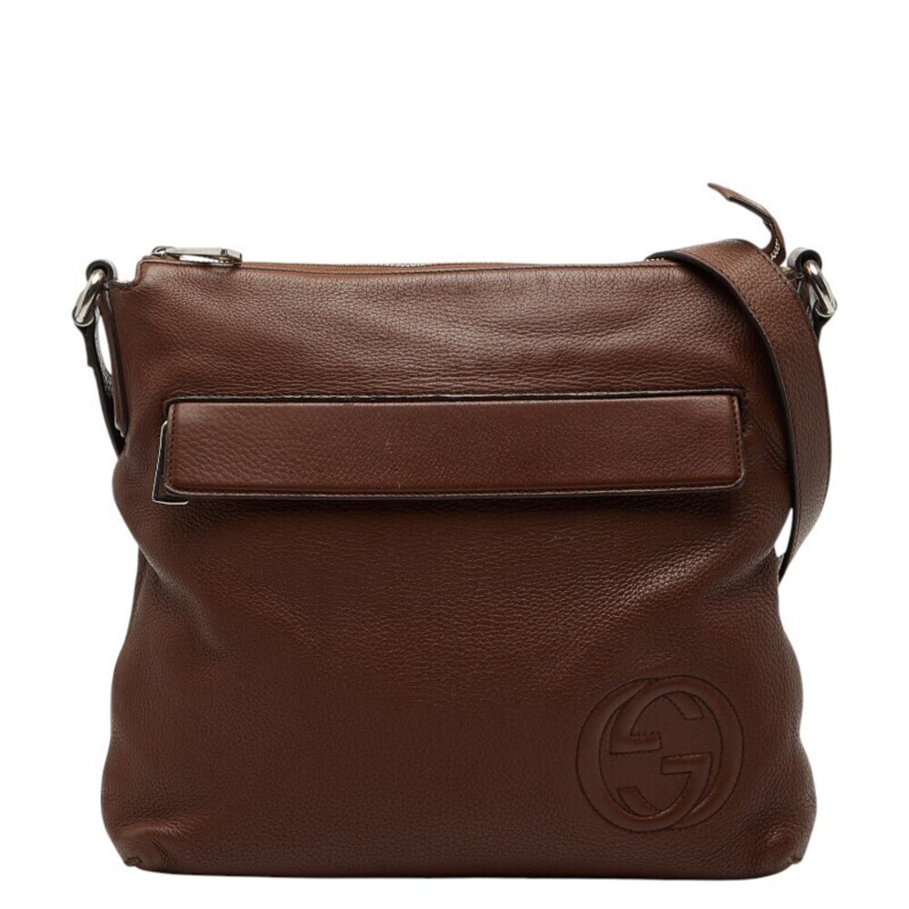Gucci Interlocking G Crossbody Bag Brown Leather